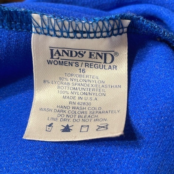 Lands’ End Women’s Blue Navy‎ Color block Tankini Swim Top Size 16 Made in USA - Picture 6 of 7